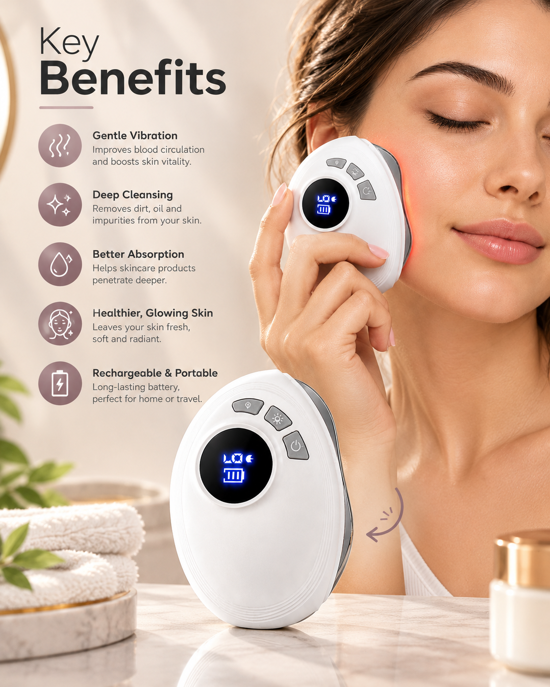 Heated Vibrating Gua Sha Facial Massager