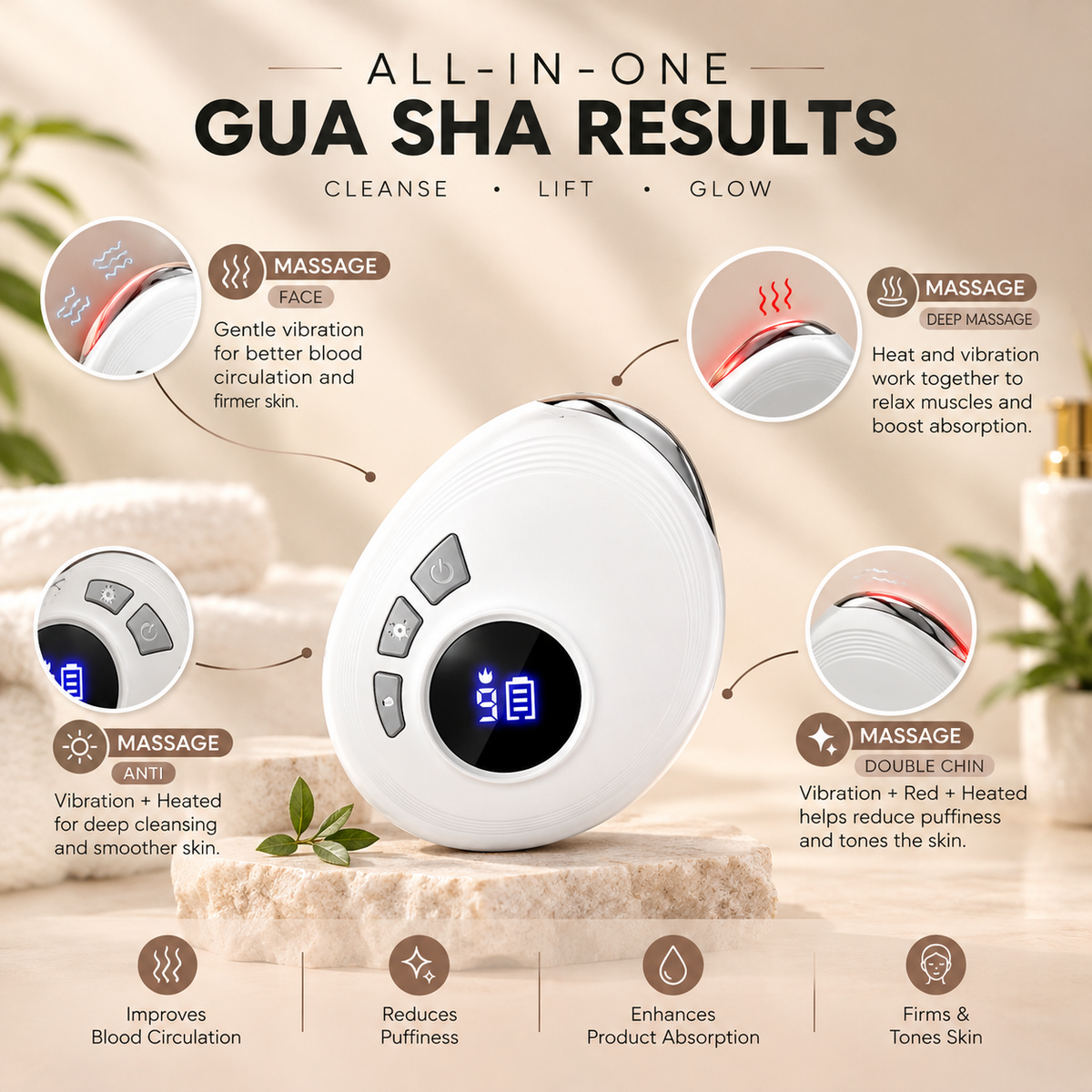 Heated Vibrating Gua Sha Facial Massager