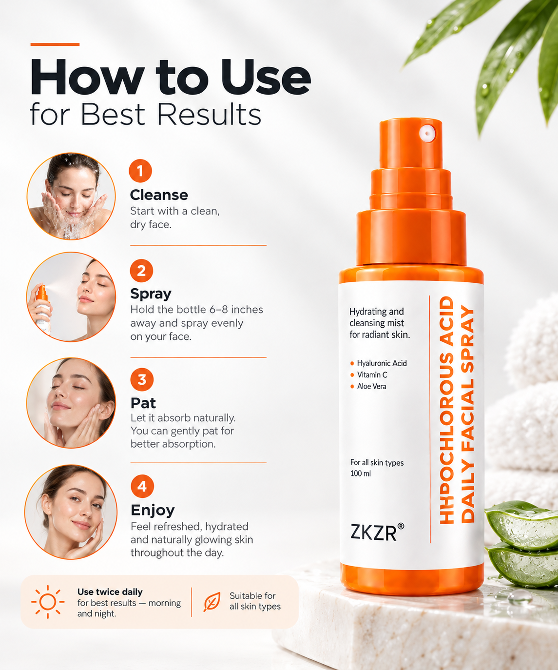 Hypochlorous Acid Facial Mist with 2% Niacinamide, 150 ml