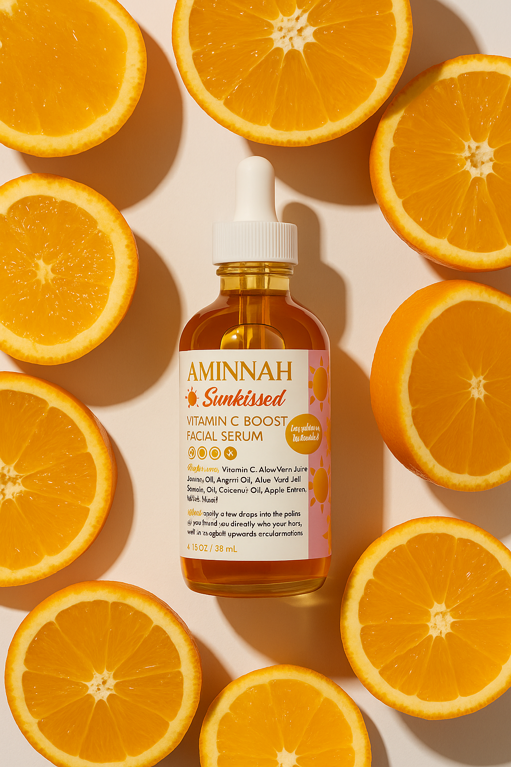 AMINNAH Sunkissed Vitamin C Boost Facial Serum key ingredients highlighted