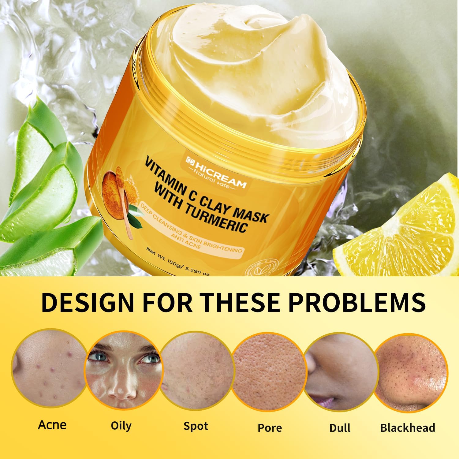 Turmeric Vitamin C Clay Mask Brightening Skin Care