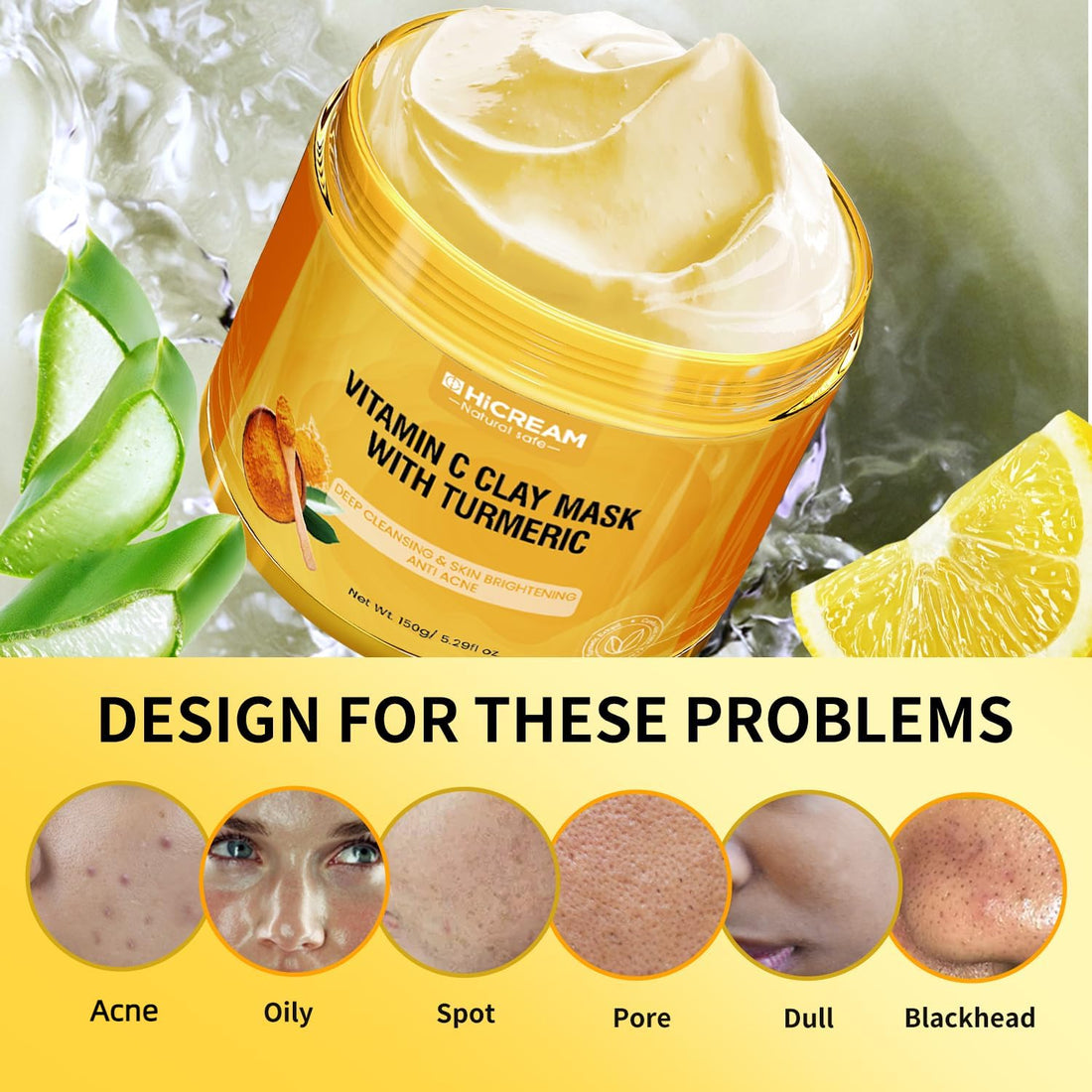 Turmeric Vitamin C Clay Mask Brightening Skin Care