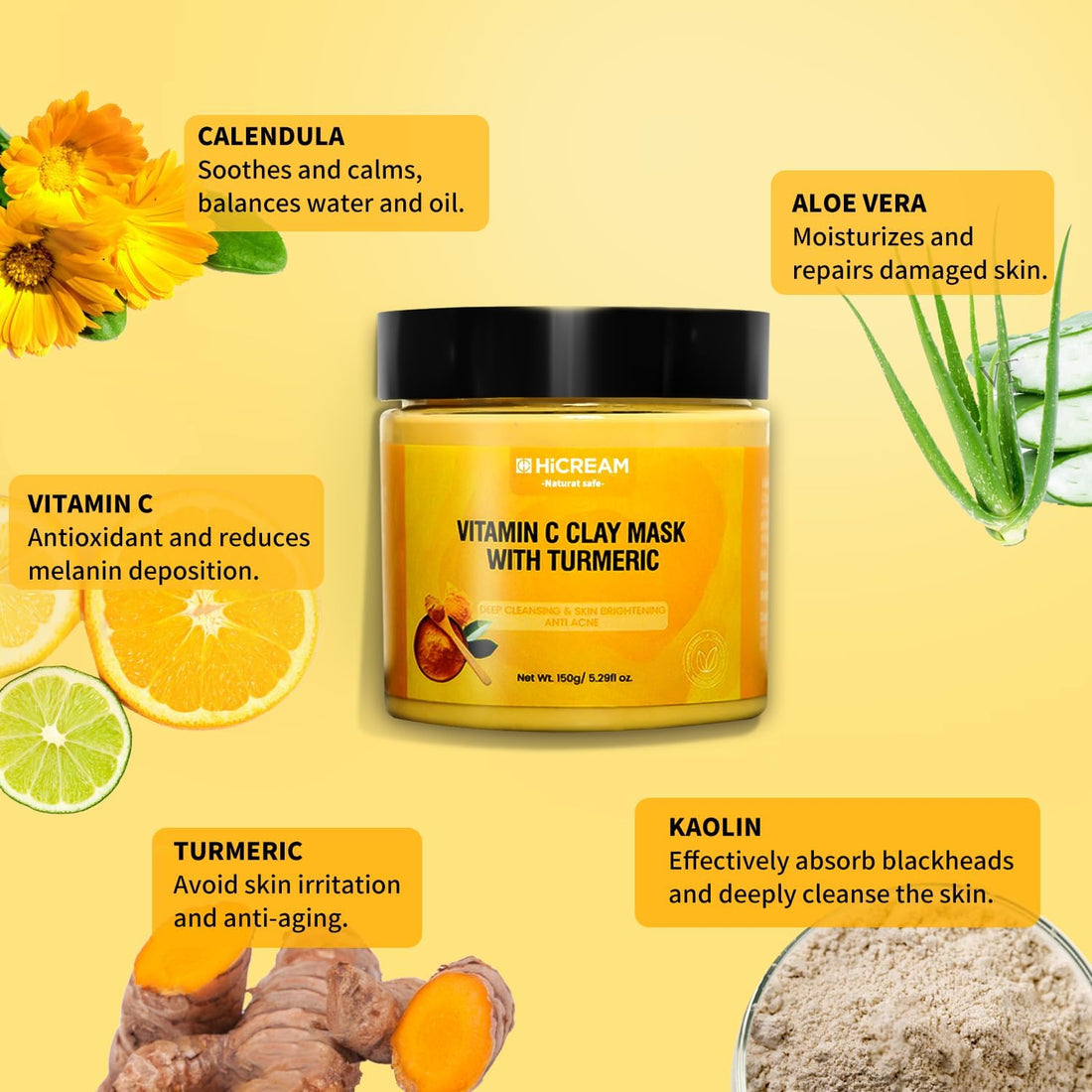 Turmeric Vitamin C Clay Mask Brightening Skin Care