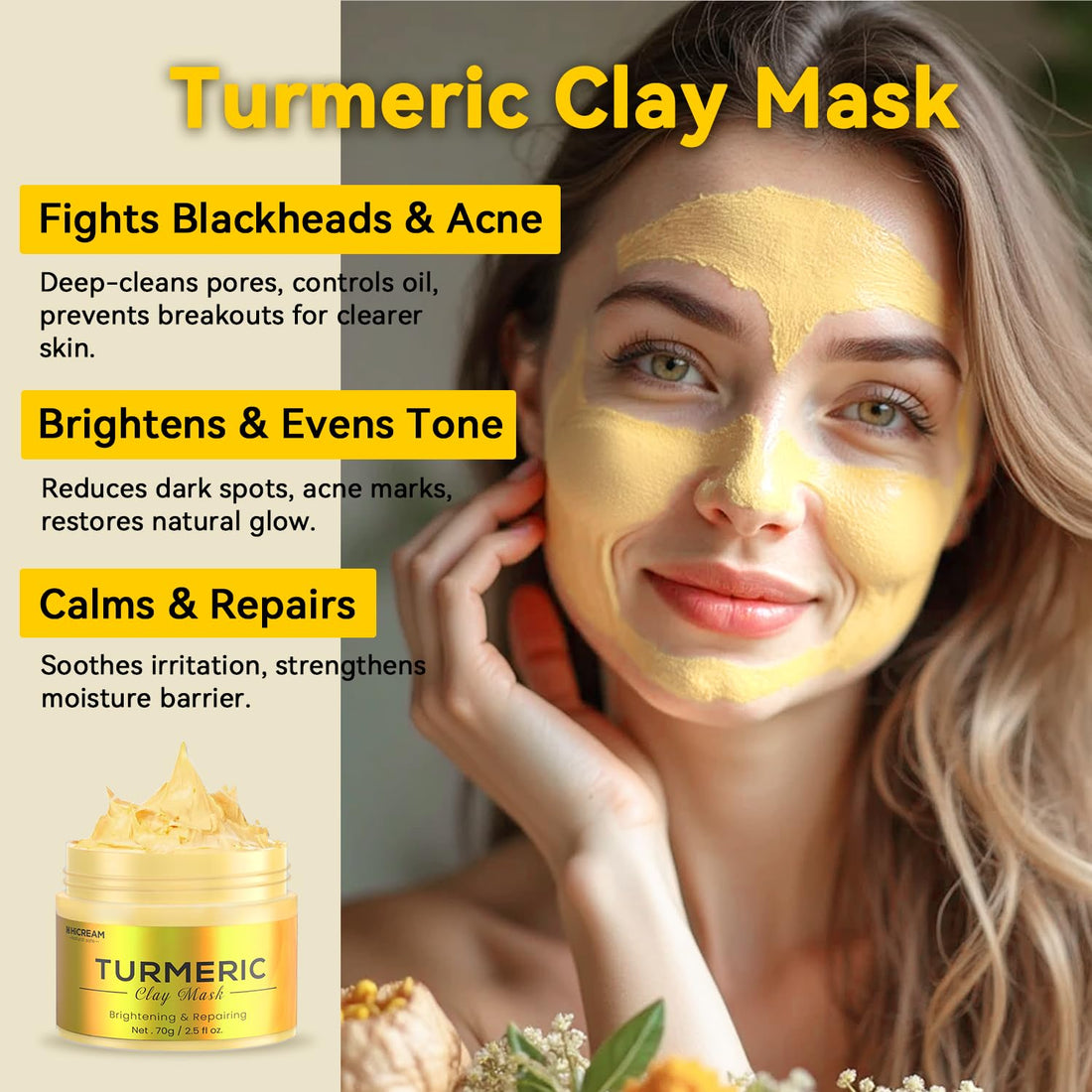 Turmeric Vitamin C Clay Mask Brightening Skin Care