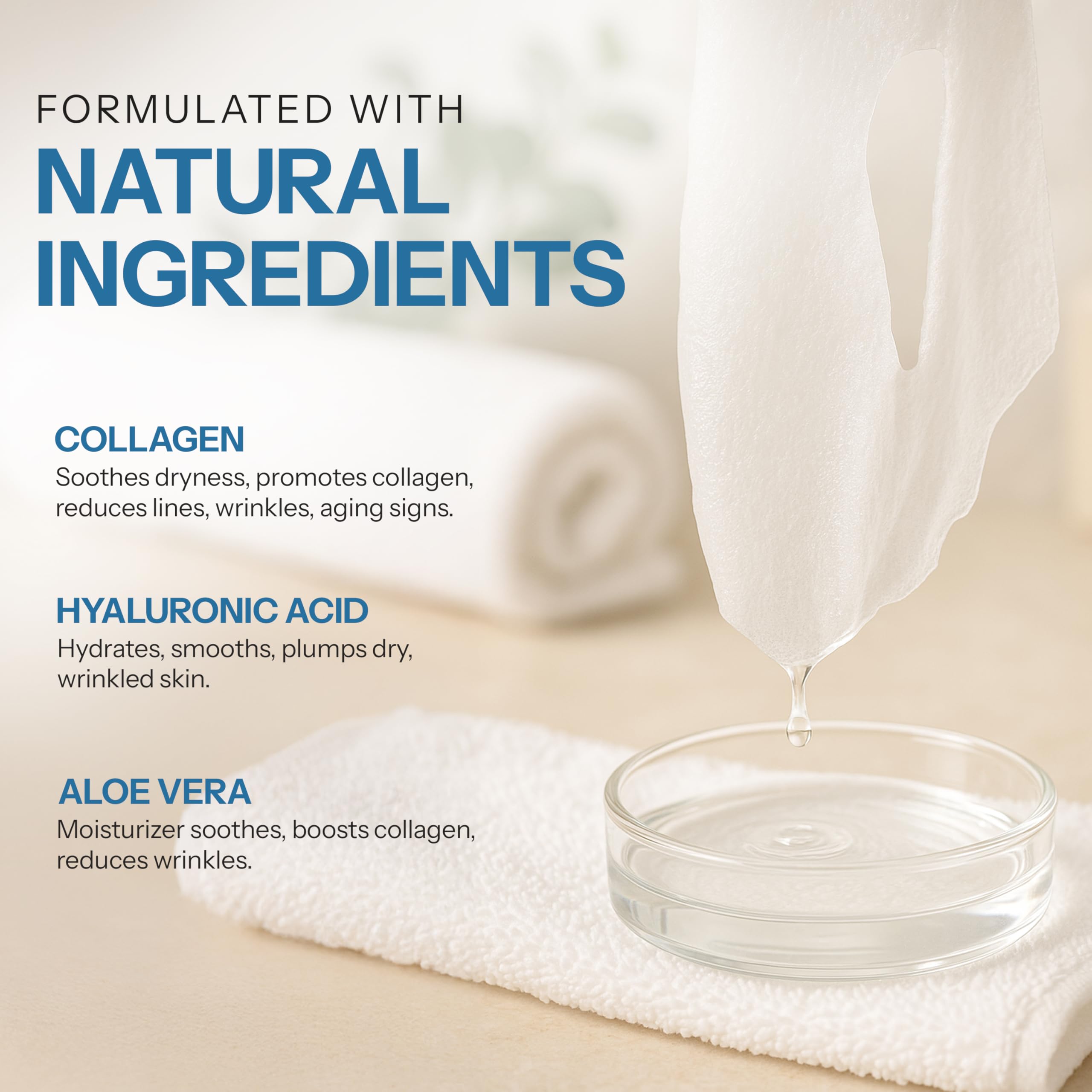 Skin 2.0 Hyaluronic Acid & Collagen Sheet Mask how-to-use steps
