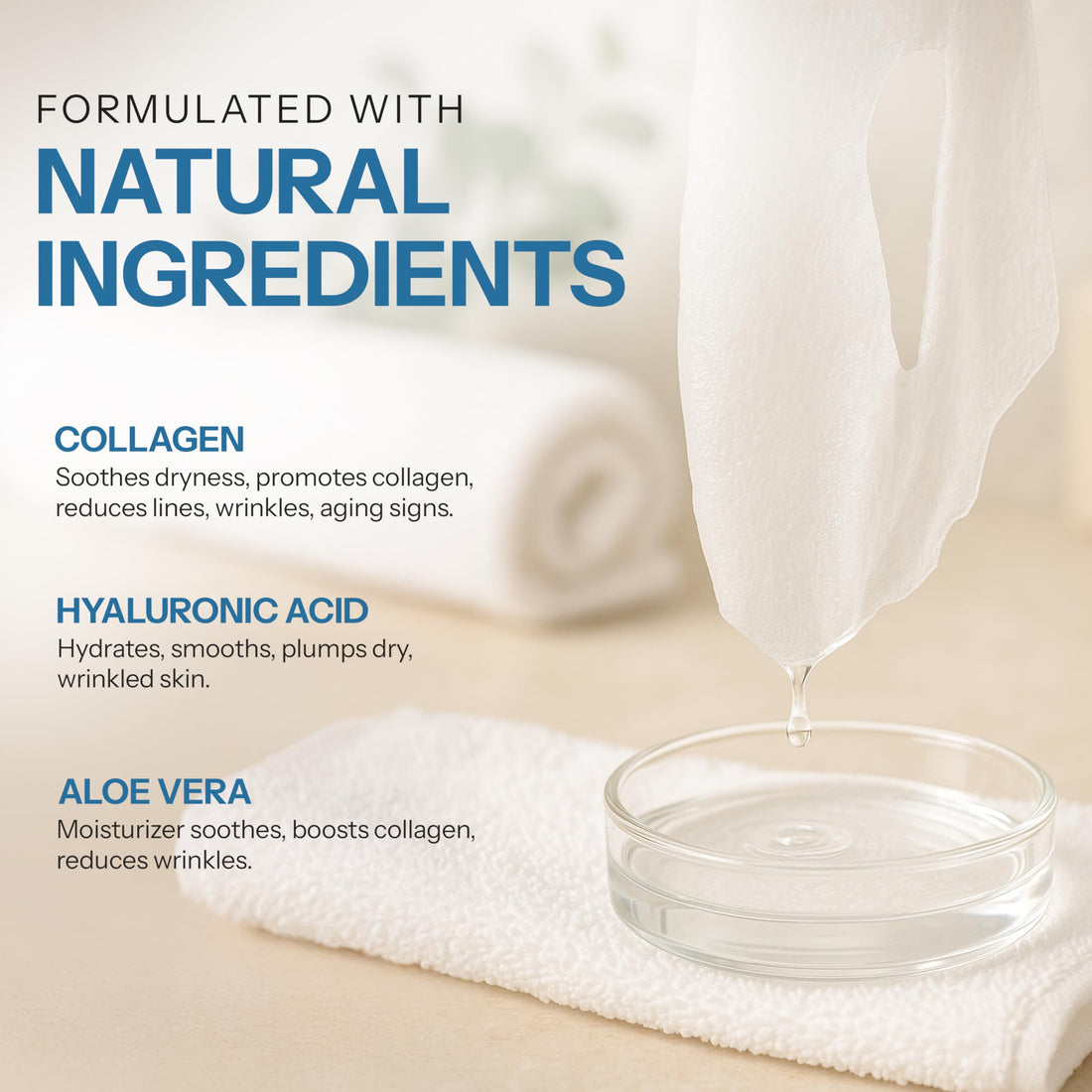 Skin 2.0 Hyaluronic Acid & Collagen Sheet Mask how-to-use steps
