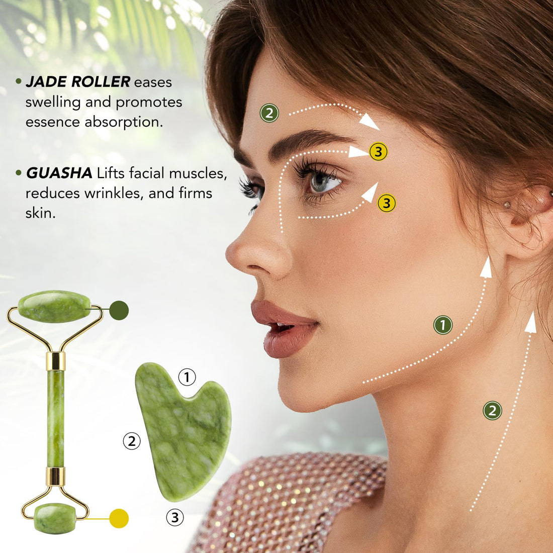 Jade Roller & Gua Sha Set Face Lifting Massage Tools