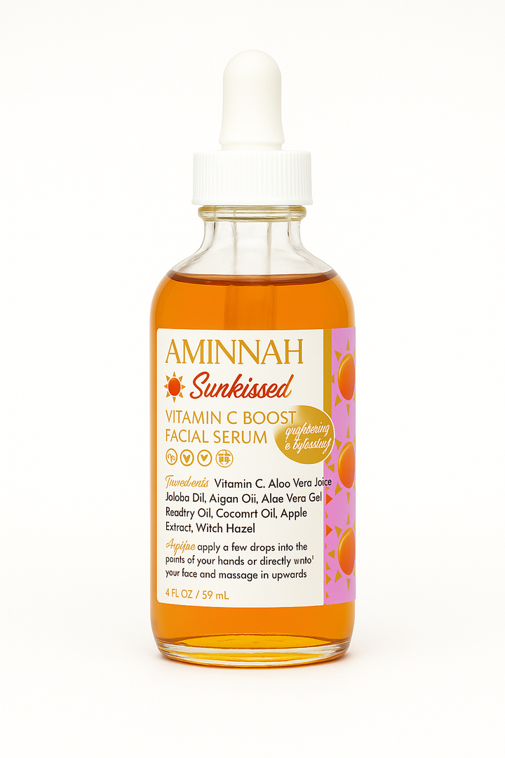 AMINNAH Sunkissed Vitamin C Boost Facial Serum bottle and dropper detail