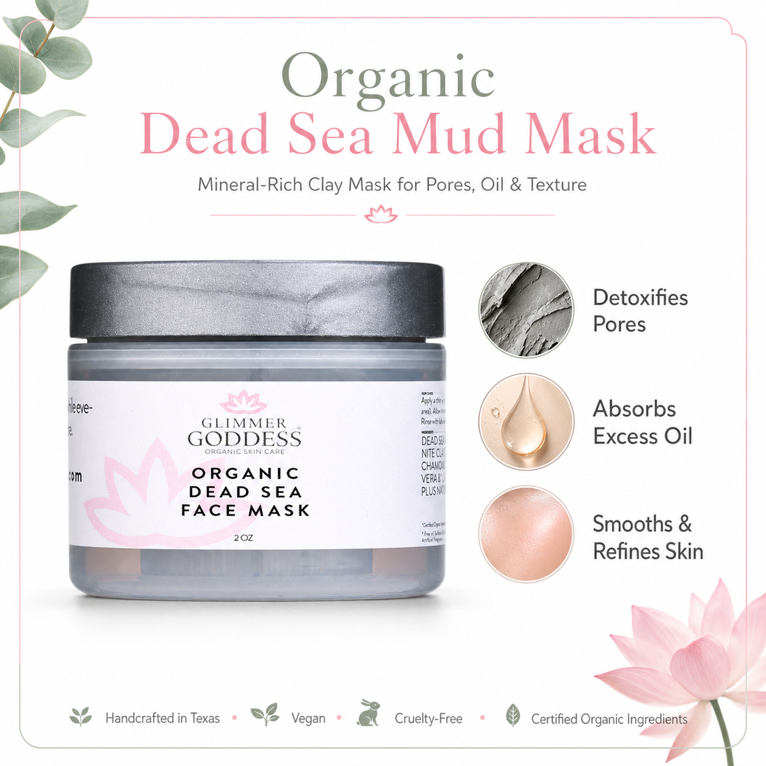 Organic Dead Sea Mud Mask Detoxifying Exfoliating Treatment