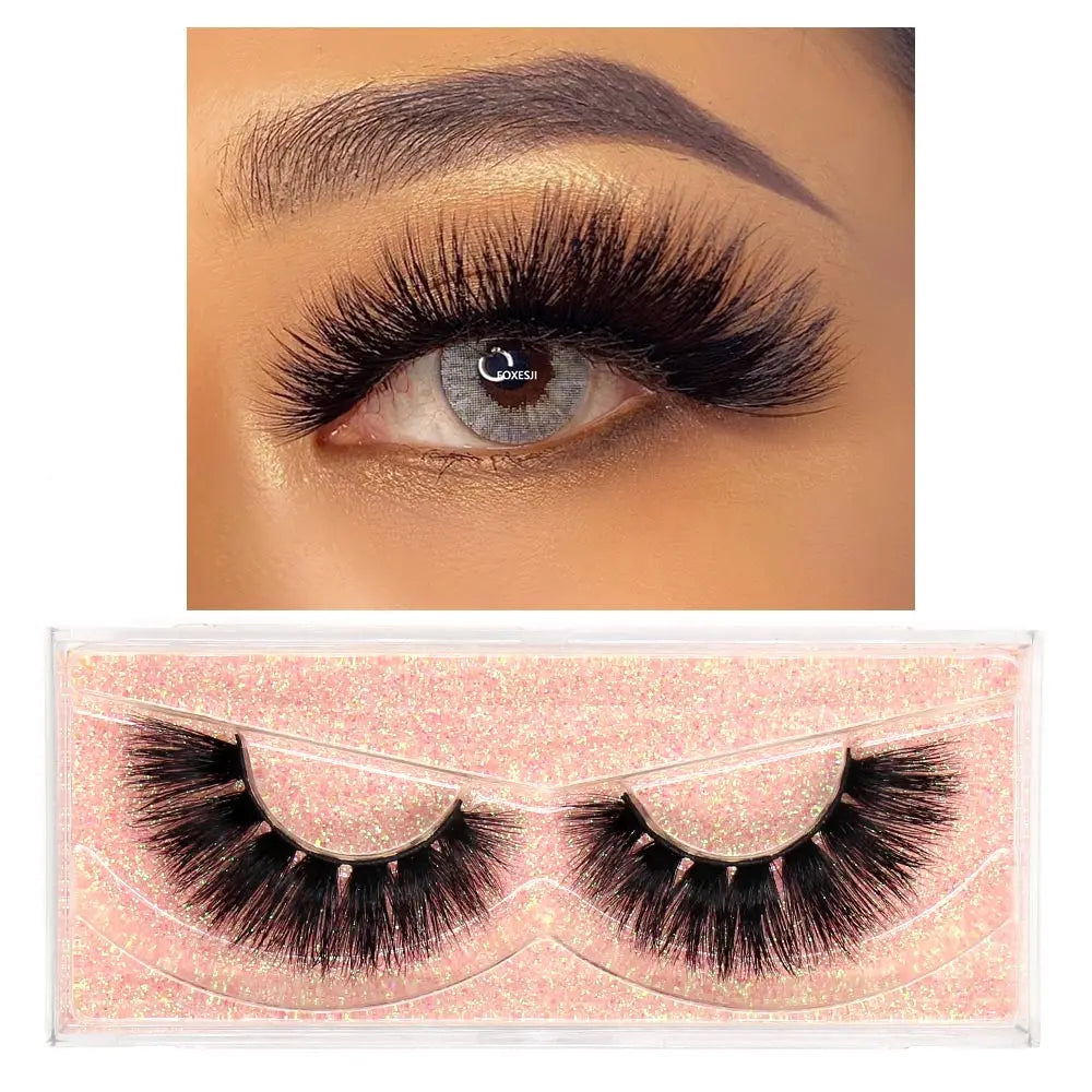 FOXESJI Lashes 3D Mink Eyelashes Natural Long Fluffy Dramatic Strip Eye Lashes Eyelash Extension Soft False Eyelashes Makeup