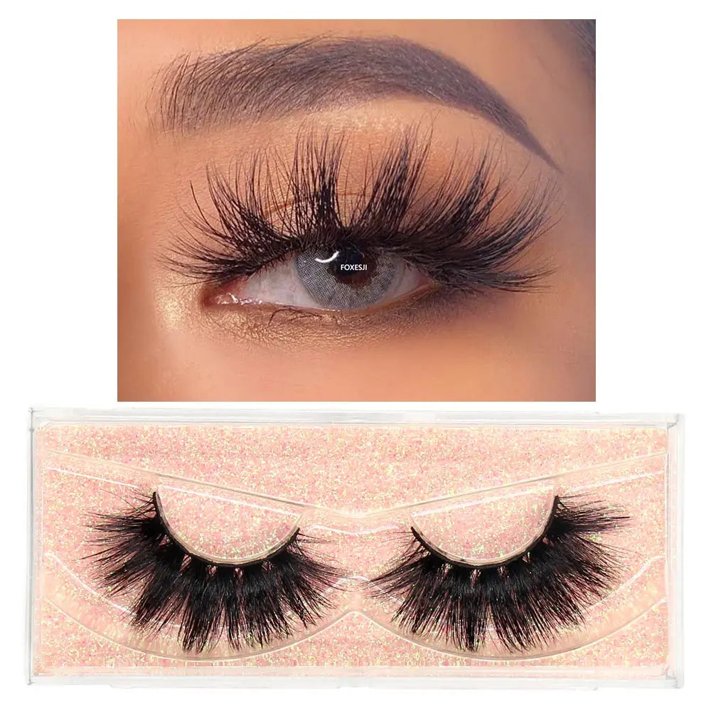 FOXESJI Lashes 3D Mink Eyelashes Natural Long Fluffy Dramatic Strip Eye Lashes Eyelash Extension Soft False Eyelashes Makeup
