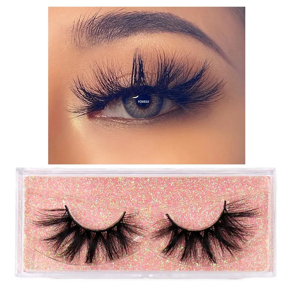 FOXESJI Lashes 3D Mink Eyelashes Natural Long Fluffy Dramatic Strip Eye Lashes Eyelash Extension Soft False Eyelashes Makeup