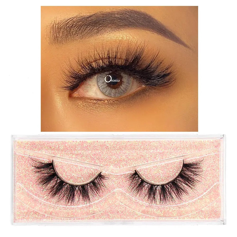 FOXESJI Lashes 3D Mink Eyelashes Natural Long Fluffy Dramatic Strip Eye Lashes Eyelash Extension Soft False Eyelashes Makeup