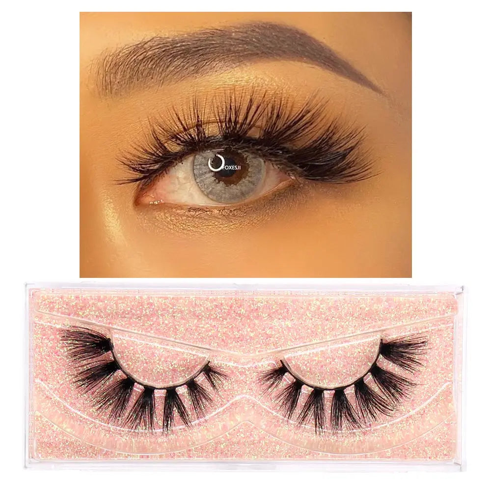 FOXESJI Lashes 3D Mink Eyelashes Natural Long Fluffy Dramatic Strip Eye Lashes Eyelash Extension Soft False Eyelashes Makeup