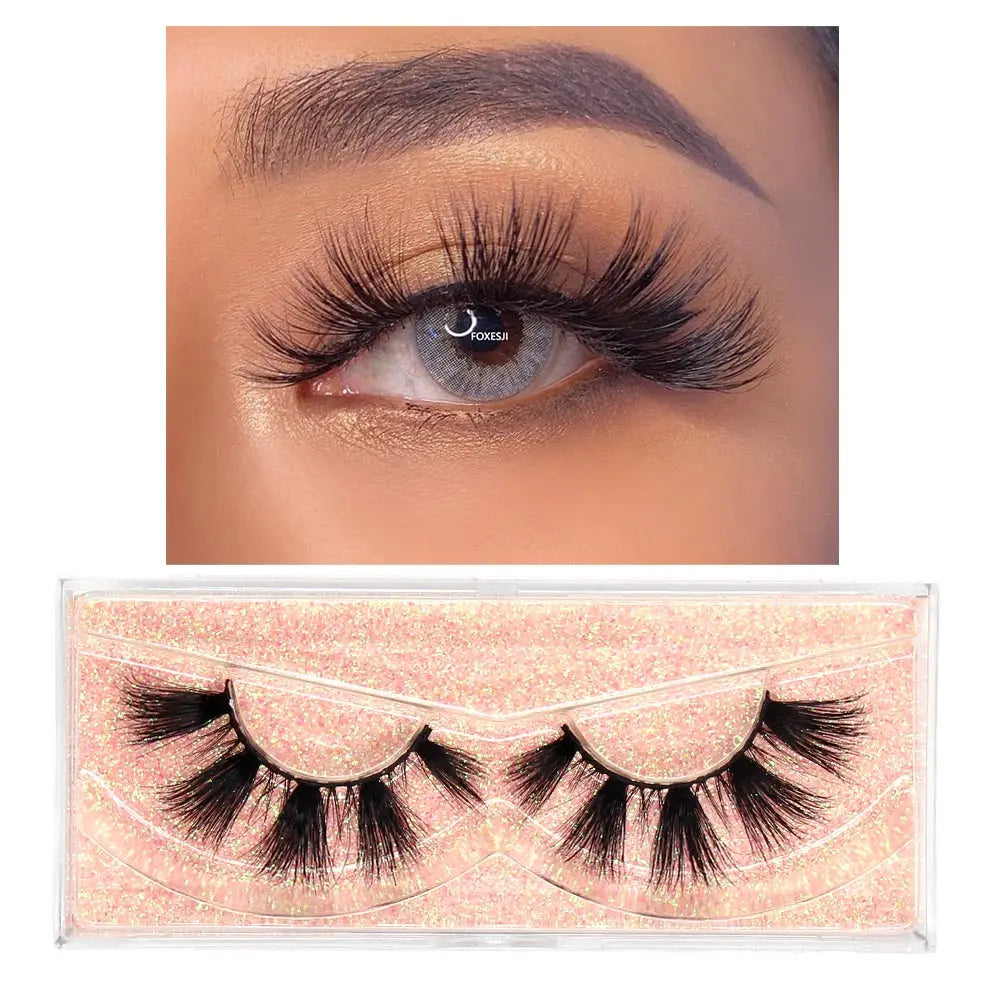 FOXESJI Lashes 3D Mink Eyelashes Natural Long Fluffy Dramatic Strip Eye Lashes Eyelash Extension Soft False Eyelashes Makeup