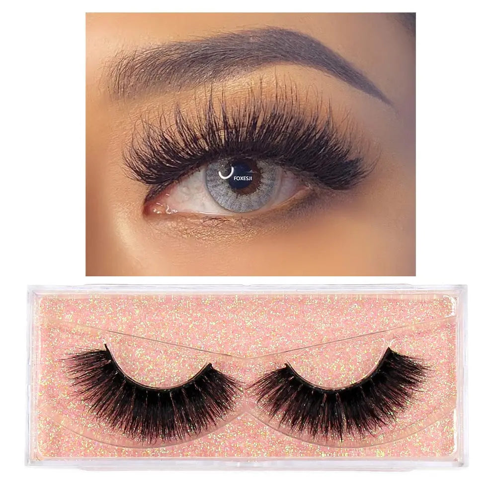 FOXESJI Lashes 3D Mink Eyelashes Natural Long Fluffy Dramatic Strip Eye Lashes Eyelash Extension Soft False Eyelashes Makeup
