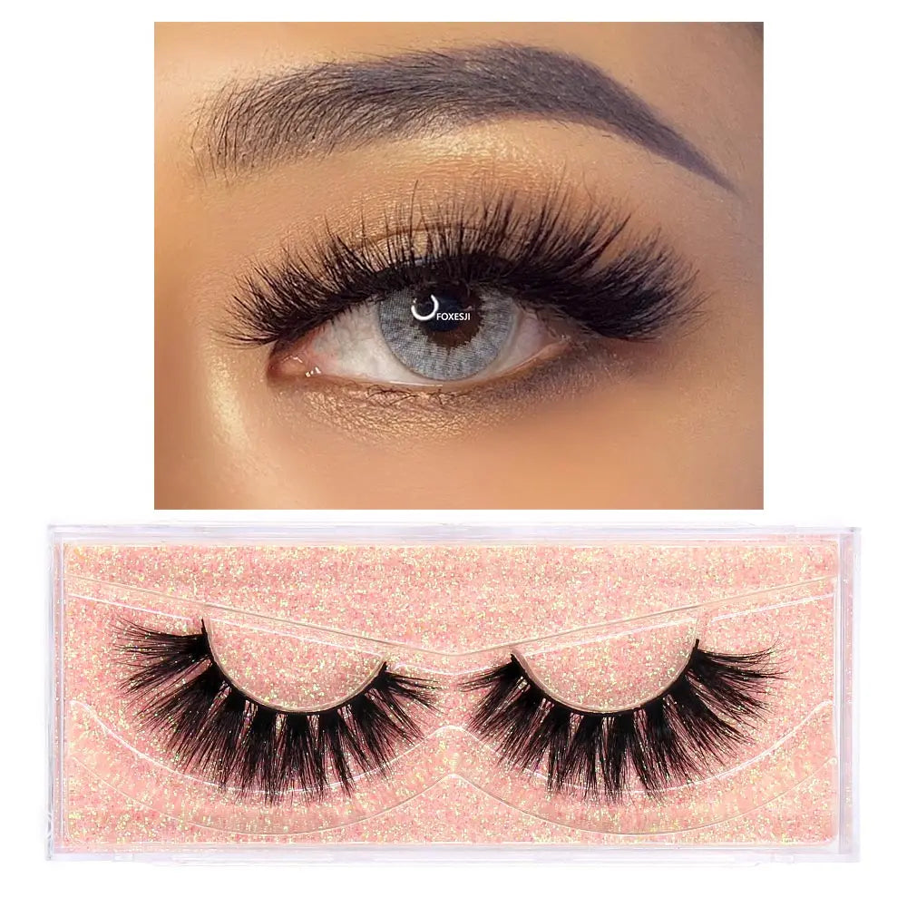 FOXESJI Lashes 3D Mink Eyelashes Natural Long Fluffy Dramatic Strip Eye Lashes Eyelash Extension Soft False Eyelashes Makeup