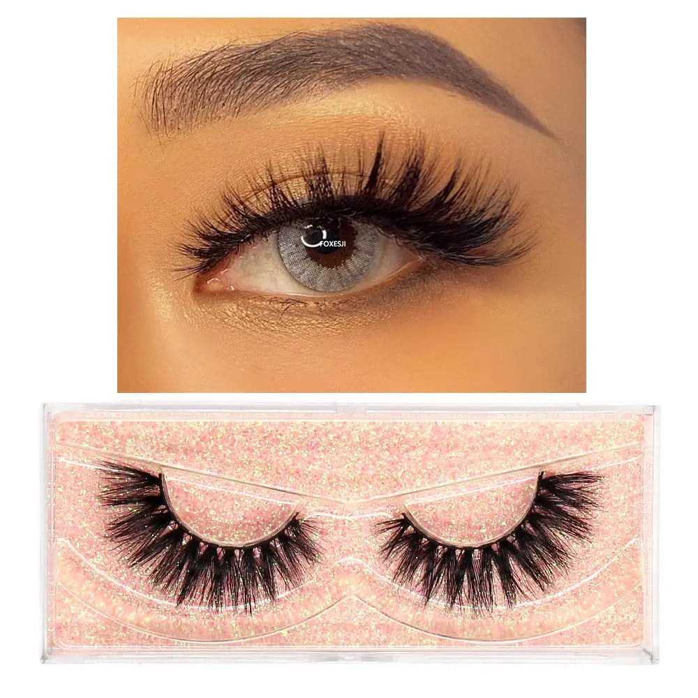 FOXESJI Lashes 3D Mink Eyelashes Natural Long Fluffy Dramatic Strip Eye Lashes Eyelash Extension Soft False Eyelashes Makeup