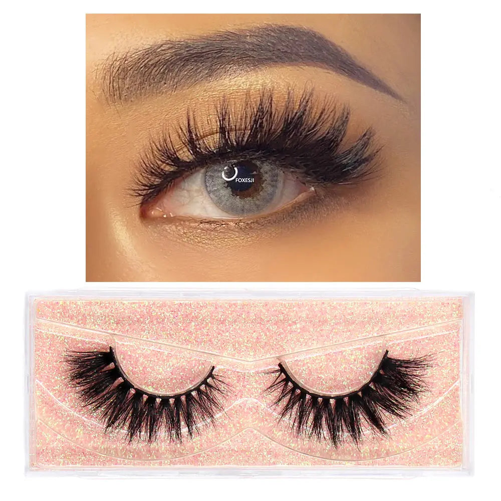 FOXESJI Lashes 3D Mink Eyelashes Natural Long Fluffy Dramatic Strip Eye Lashes Eyelash Extension Soft False Eyelashes Makeup