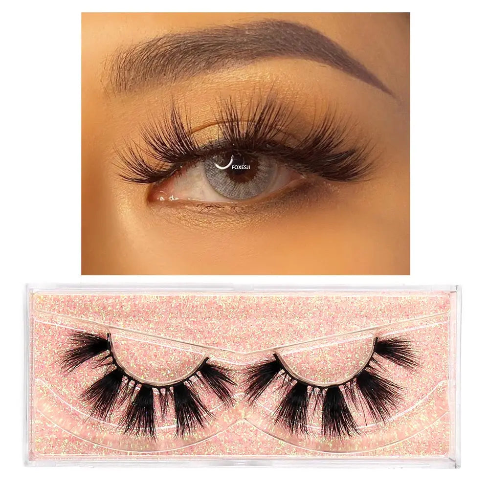 FOXESJI Lashes 3D Mink Eyelashes Natural Long Fluffy Dramatic Strip Eye Lashes Eyelash Extension Soft False Eyelashes Makeup