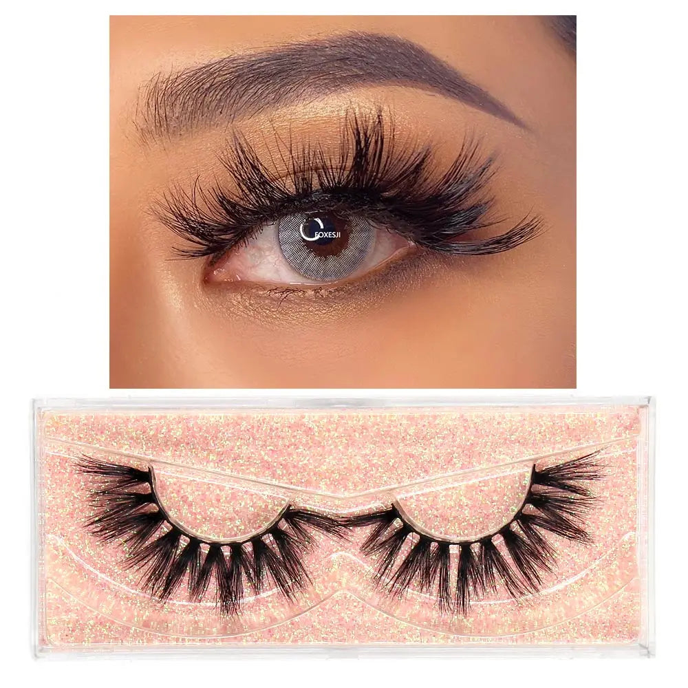 FOXESJI Lashes 3D Mink Eyelashes Natural Long Fluffy Dramatic Strip Eye Lashes Eyelash Extension Soft False Eyelashes Makeup