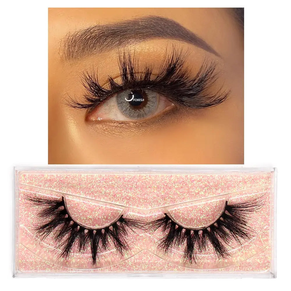 FOXESJI Lashes 3D Mink Eyelashes Natural Long Fluffy Dramatic Strip Eye Lashes Eyelash Extension Soft False Eyelashes Makeup