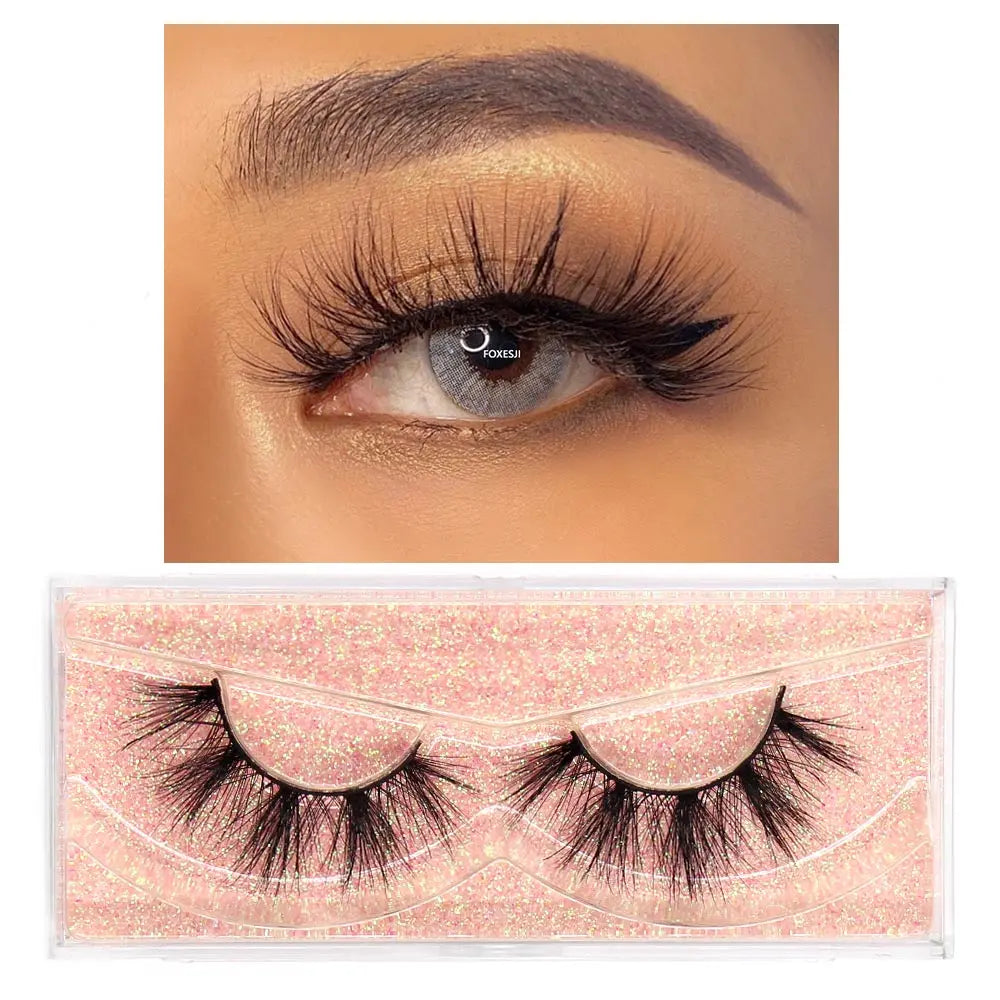 FOXESJI Lashes 3D Mink Eyelashes Natural Long Fluffy Dramatic Strip Eye Lashes Eyelash Extension Soft False Eyelashes Makeup