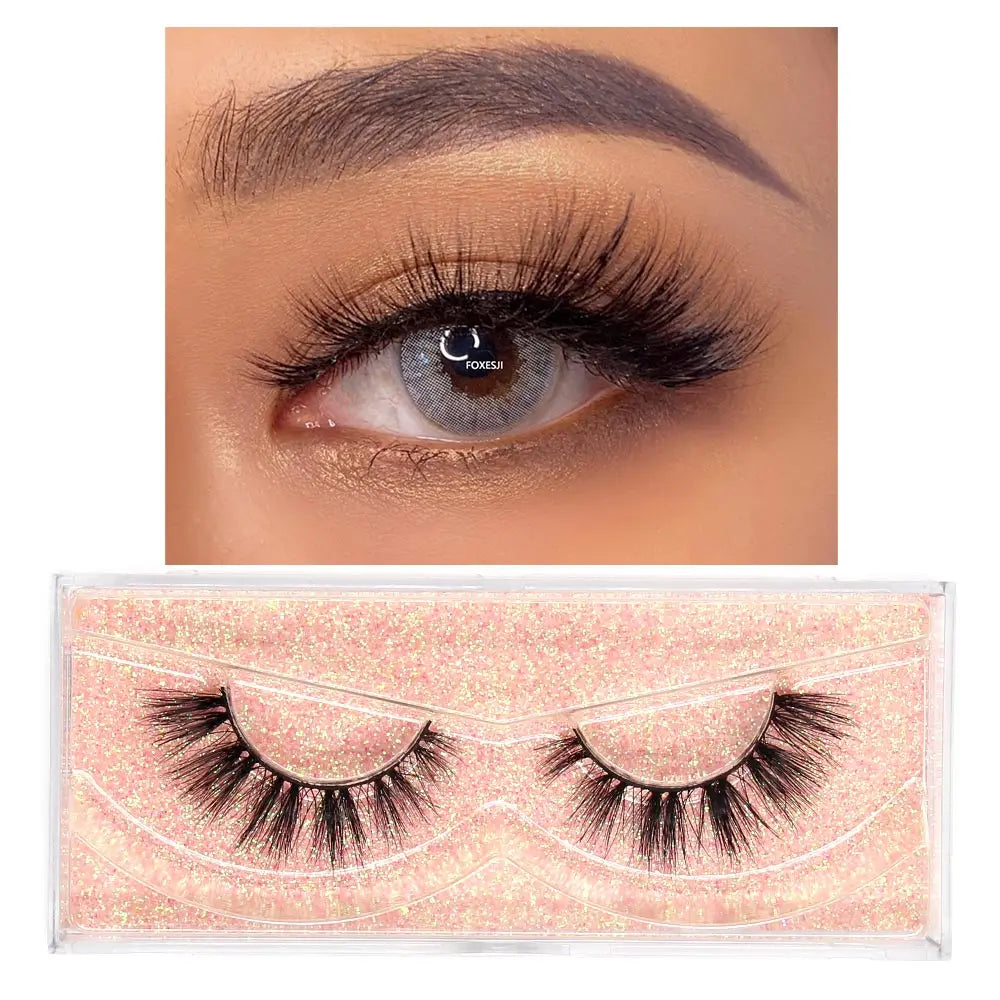FOXESJI Lashes 3D Mink Eyelashes Natural Long Fluffy Dramatic Strip Eye Lashes Eyelash Extension Soft False Eyelashes Makeup