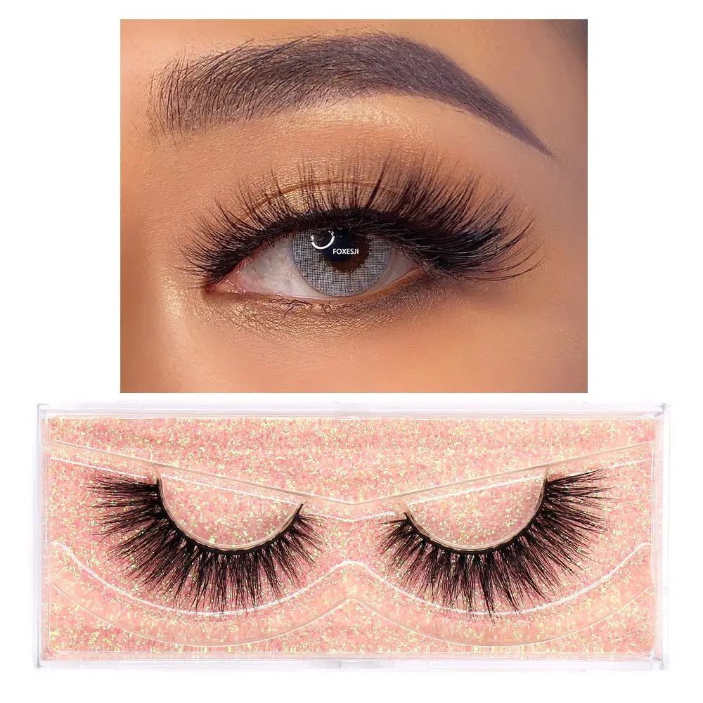 FOXESJI Lashes 3D Mink Eyelashes Natural Long Fluffy Dramatic Strip Eye Lashes Eyelash Extension Soft False Eyelashes Makeup