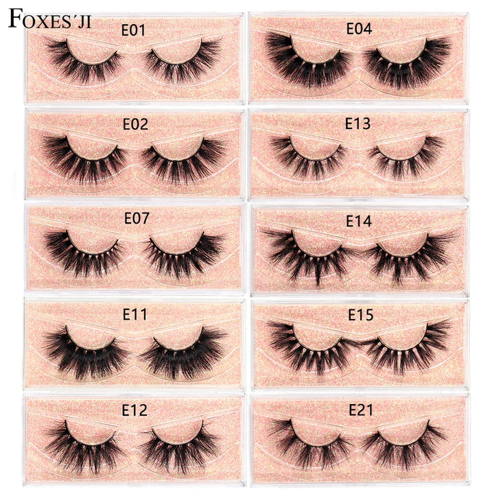 FOXESJI Lashes 3D Mink Eyelashes Natural Long Fluffy Dramatic Strip Eye Lashes Eyelash Extension Soft False Eyelashes Makeup