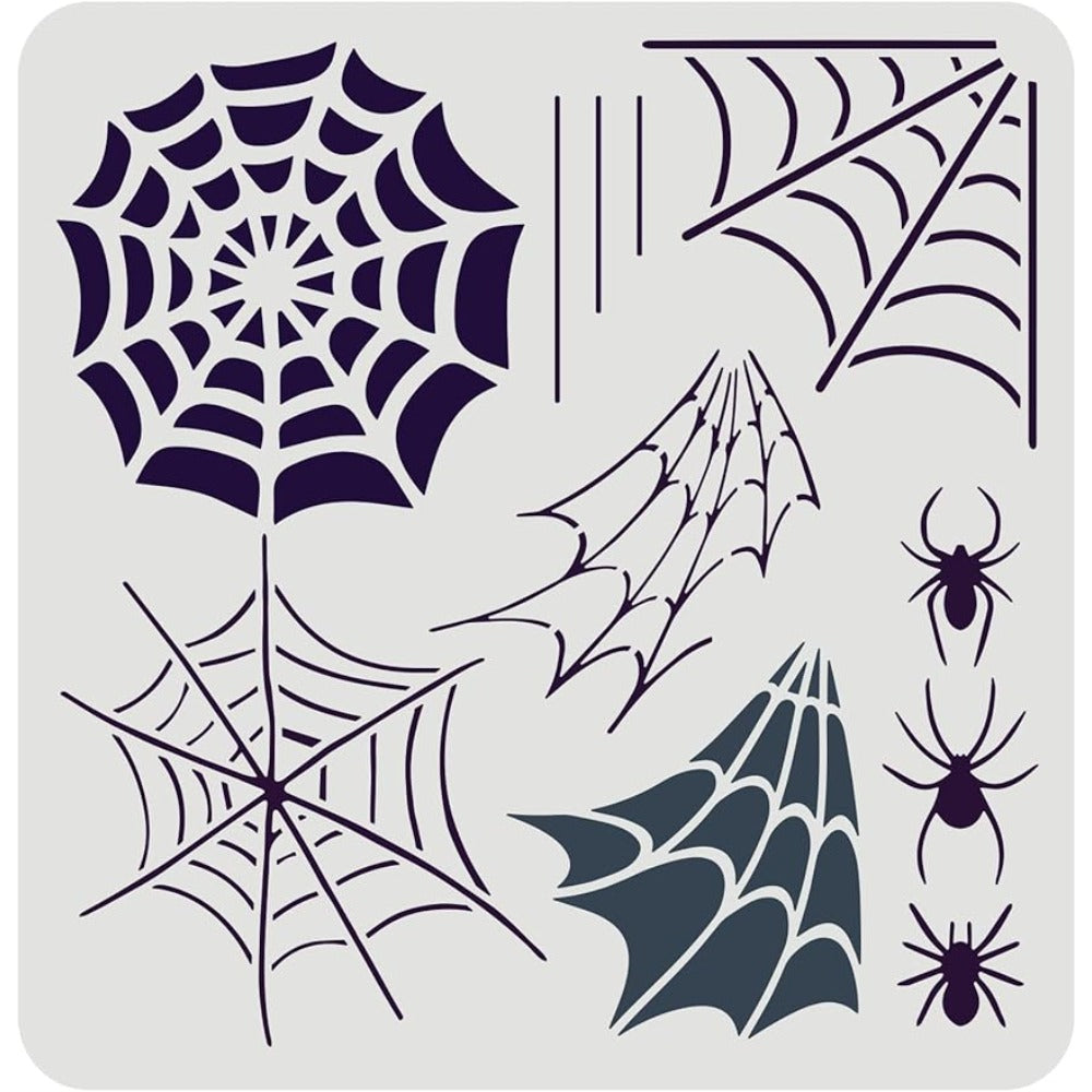 Spiderweb Stencil 11.8x11.8inch Reusable Spiderweb and Spider Stencil Spider Drawing Stencil DIY Arts and Crafts Spider Web