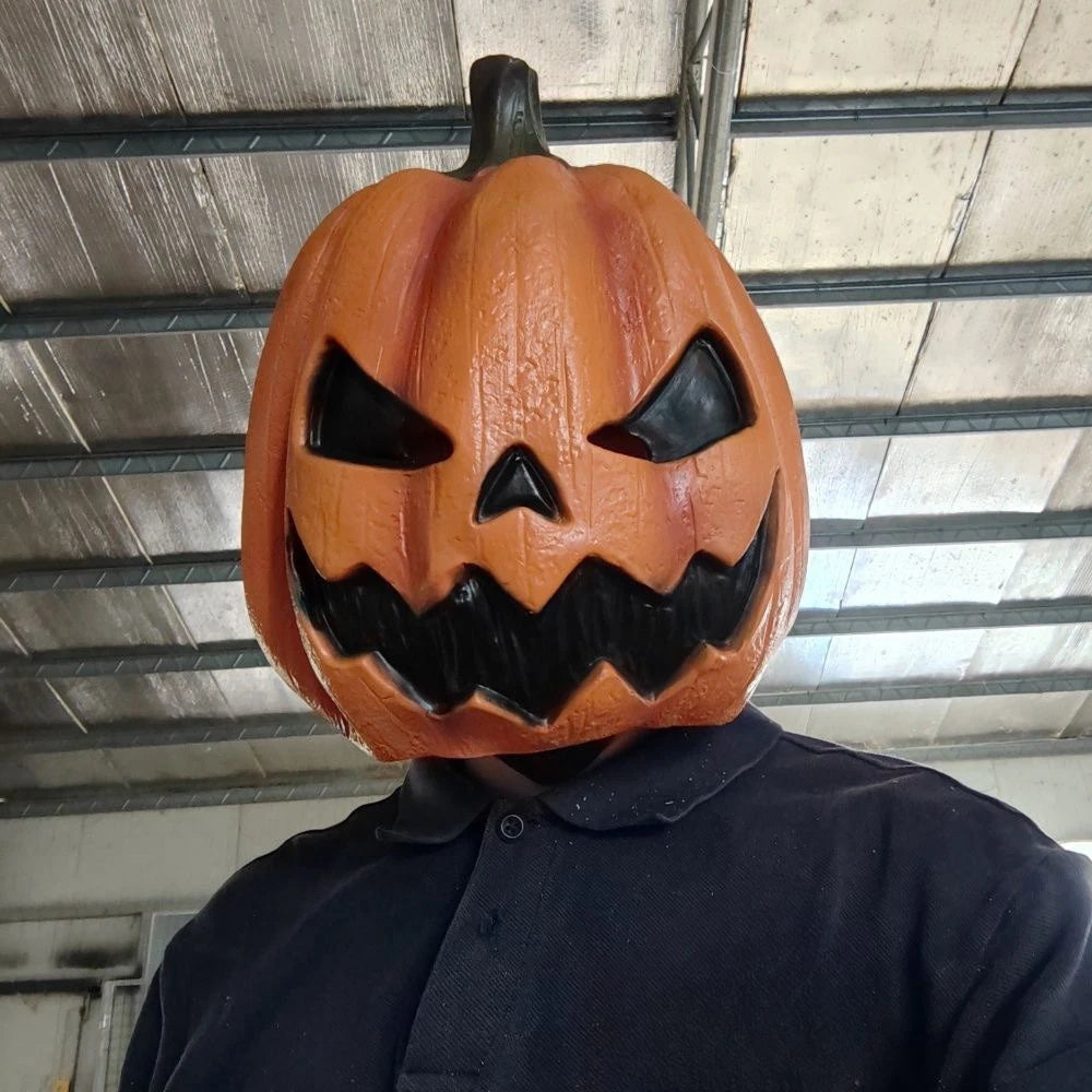 Latex Halloween Pumpkin Head Mask Head Cover Trick or Treat Scary Pumpkin Mask Breathable Novelty Jackolantern Mask Fancy Dress