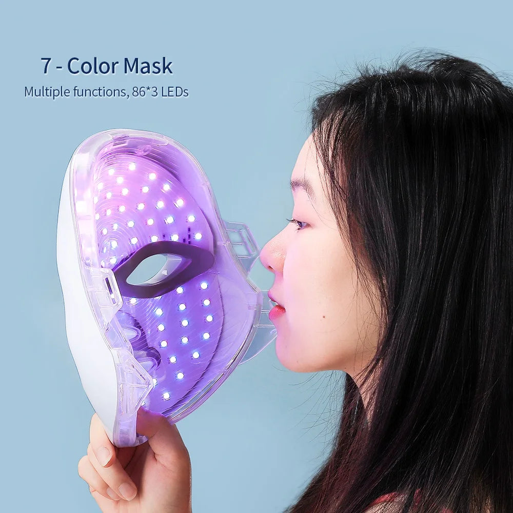 LED Facial Mask 7 Colors Neck Therapy Anti-Aging Care
