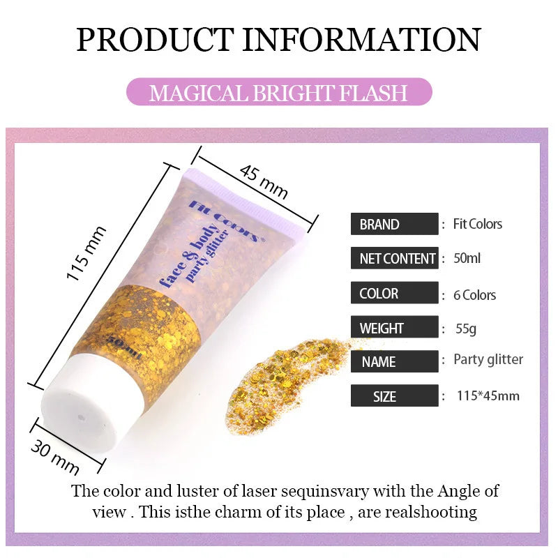 20 Colors Body Glitter Gel Mermaid's Scale Chunky Glitter Sequins Gel  for Face Body Hair Nail Christmas and Party