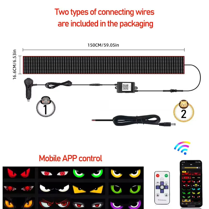 New APP LED Truck Car Devil Eye Light For Board Windshield Remote Music Control Custom Text Pattern Lighting 12V 24V Display