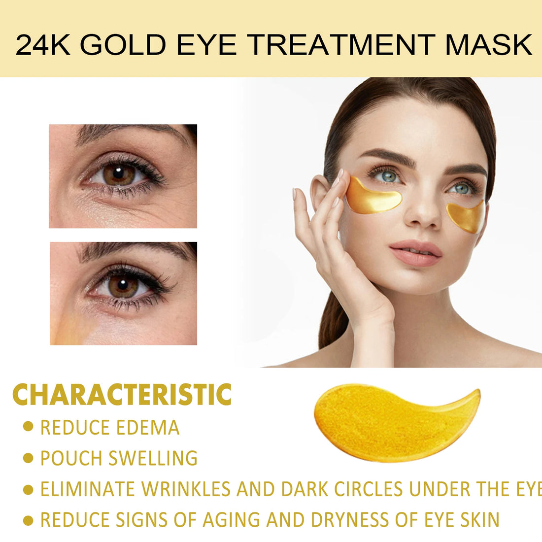 EELHOE Gold Under Eye Patches Anti-Aging Care 60pcs