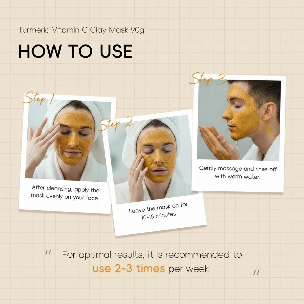 Turmeric Vitamin C Mud Mask Pore Cleansing & Brightening the mask applied on the face