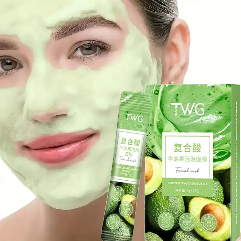 Avocado Bubble Facial Mask Set Deep Cleansing 12pcs