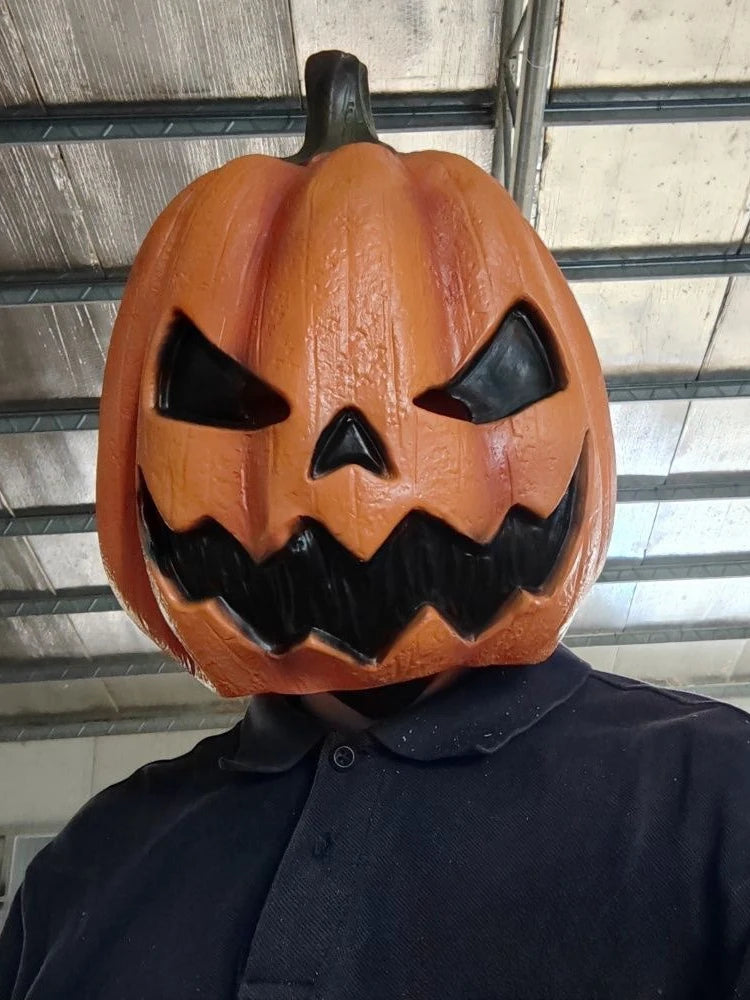 Latex Halloween Pumpkin Head Mask Head Cover Trick or Treat Scary Pumpkin Mask Breathable Novelty Jackolantern Mask Fancy Dress