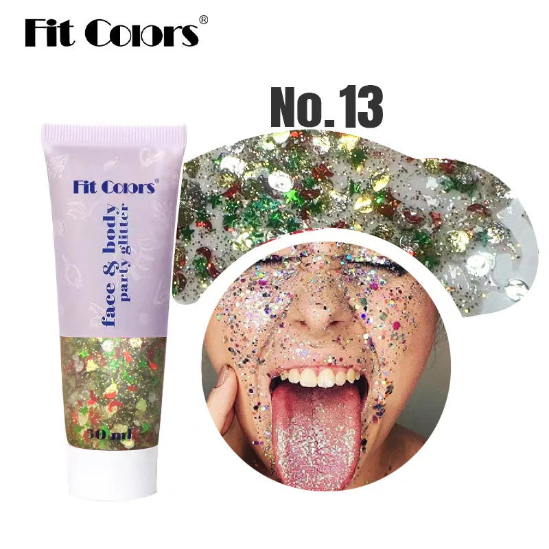 20 Colors Body Glitter Gel Mermaid's Scale Chunky Glitter Sequins Gel  for Face Body Hair Nail Christmas and Party