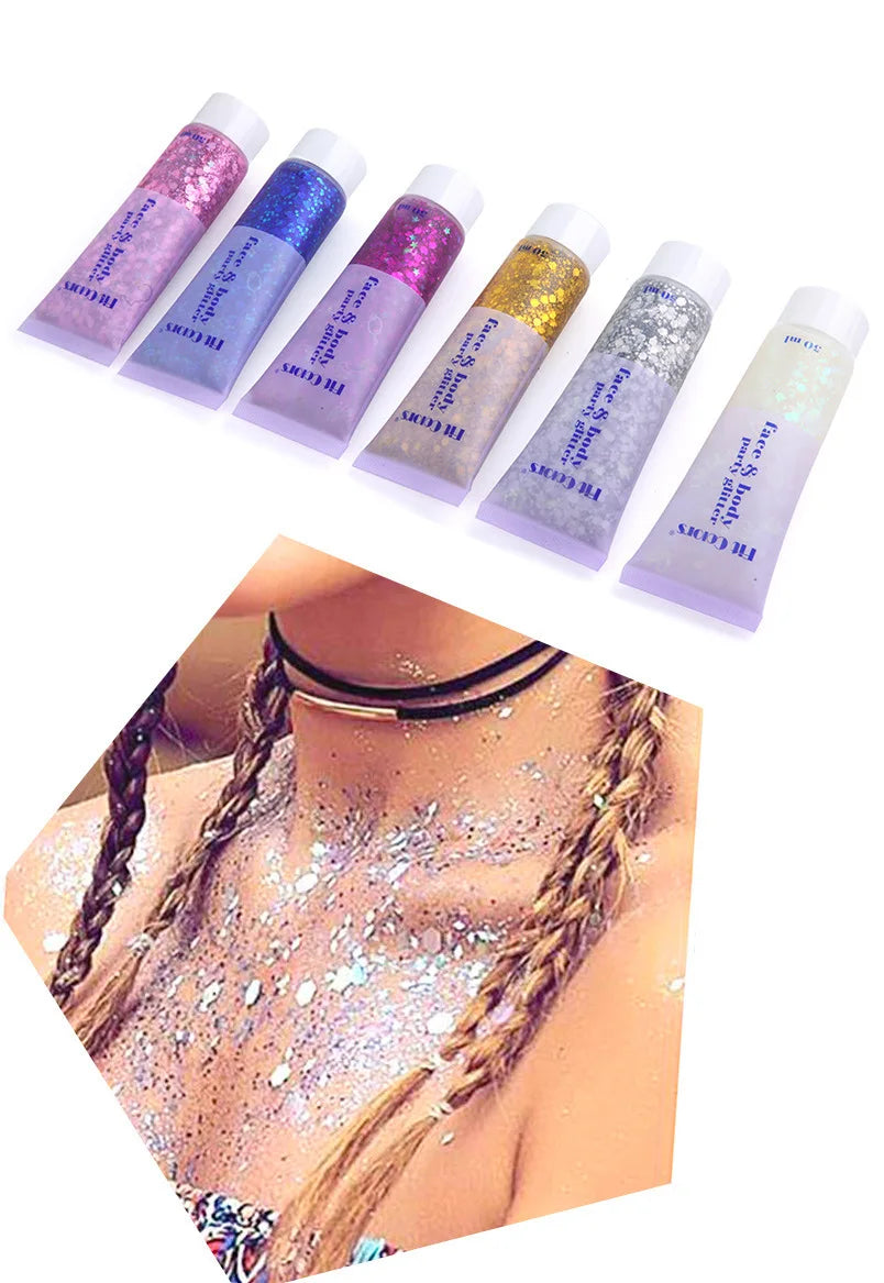 20 Colors Body Glitter Gel Mermaid's Scale Chunky Glitter Sequins Gel  for Face Body Hair Nail Christmas and Party
