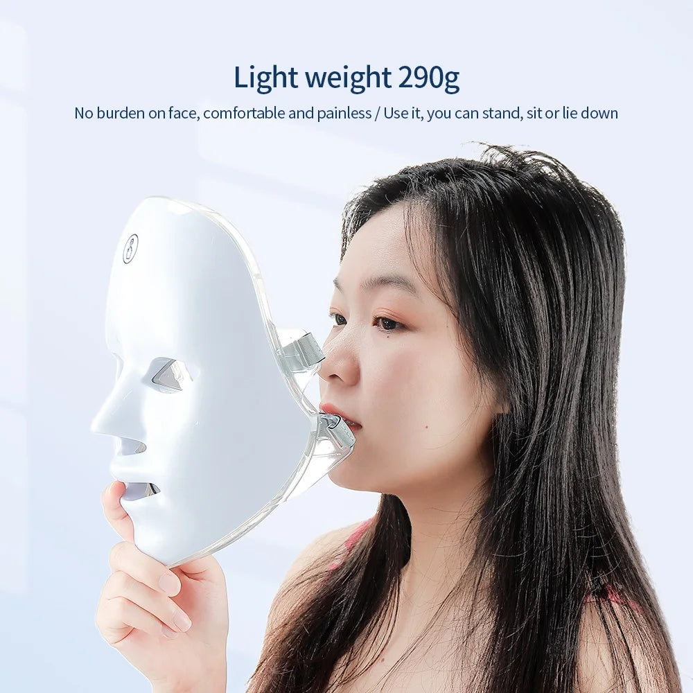 LED Facial Mask 7 Colors Neck Therapy Anti-Aging Care