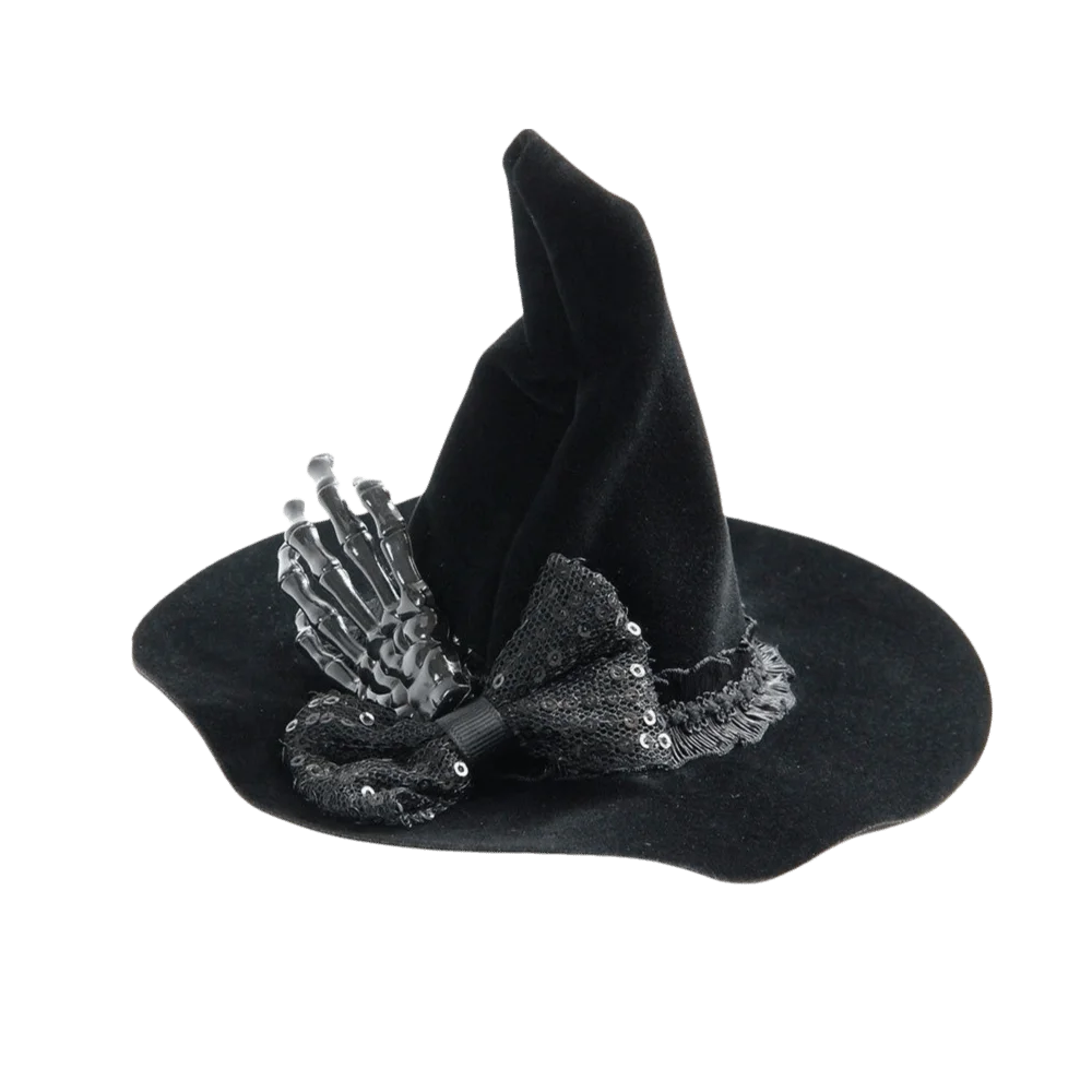 Flower Witch Hat Hair Clip Skull Spider Gothic Style Halloween Hair Clip Headdress Dark Black Witch Hairpins Cosplay