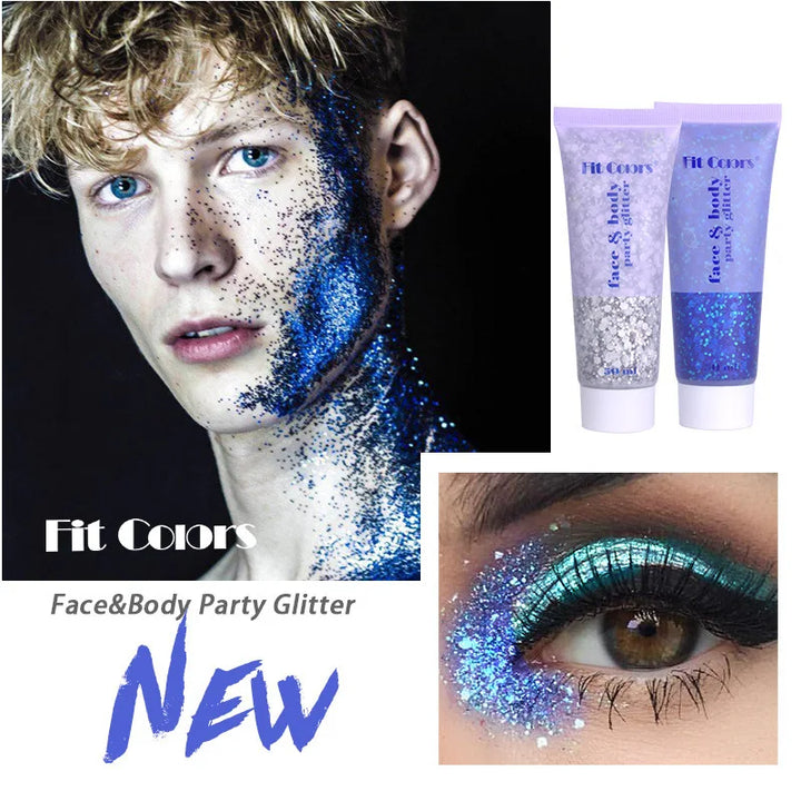 20 Colors Body Glitter Gel Mermaid's Scale Chunky Glitter Sequins Gel  for Face Body Hair Nail Christmas and Party
