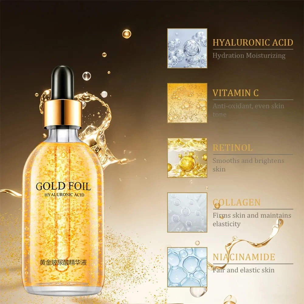 24K Gold Hyaluronic Acid & Niacinamide Face Serum – Anti-Aging, Brightening & Hydrating Skincare