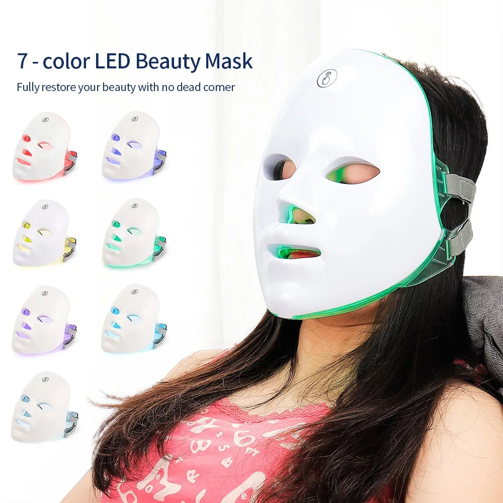 Rechargeable 7-Color LED Face Mask At-Home Light Therapy what's included in the box