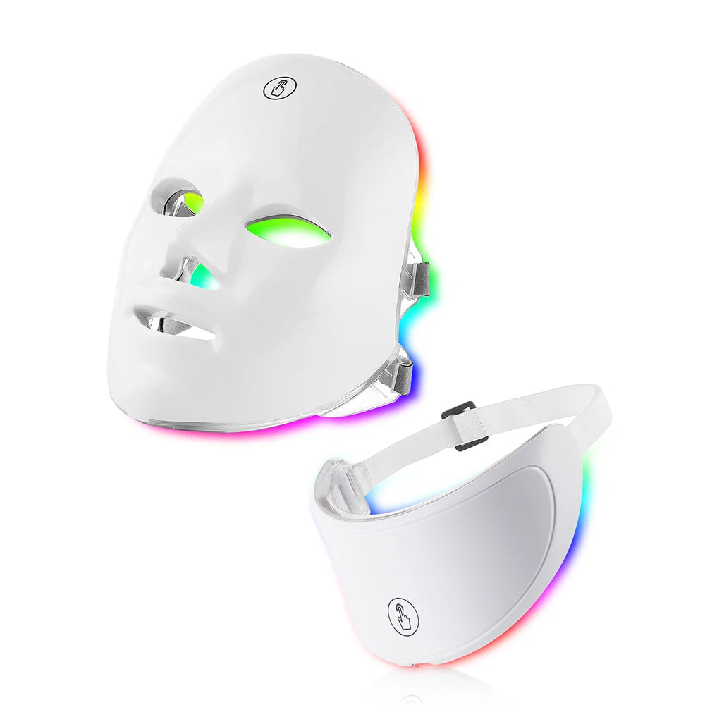 LED Facial Mask 7 Colors Neck Therapy Anti-Aging Care