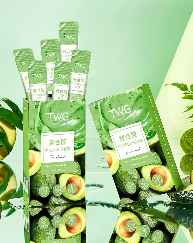 Avocado Bubble Facial Mask Set Deep Cleansing 12pcs