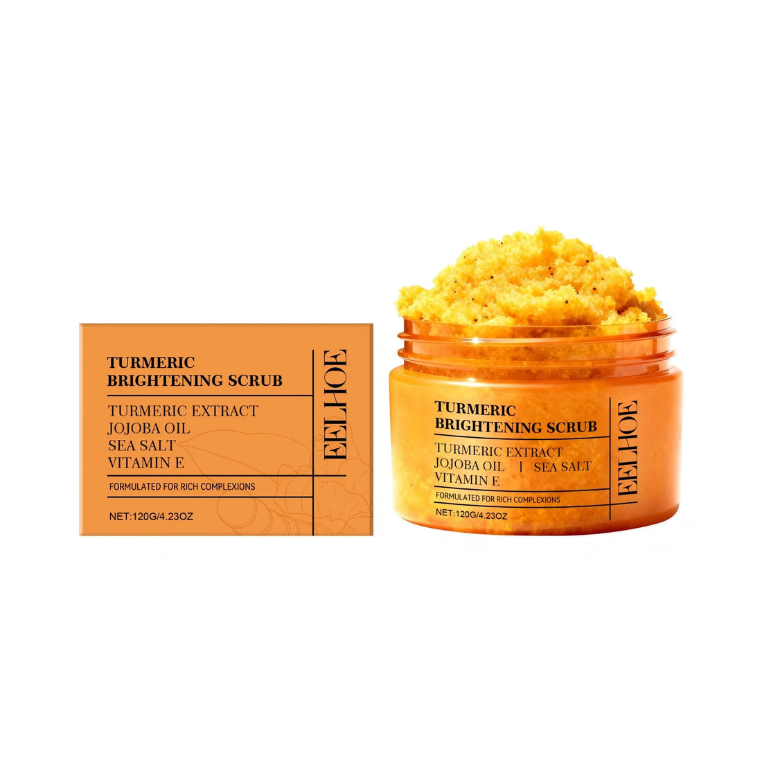 EELHOE Turmeric Scrub Lighten Skin Brightening Products Full Body Cleaning Dead Skin Remover Smooth Sea Salt Exfoliating Scrub