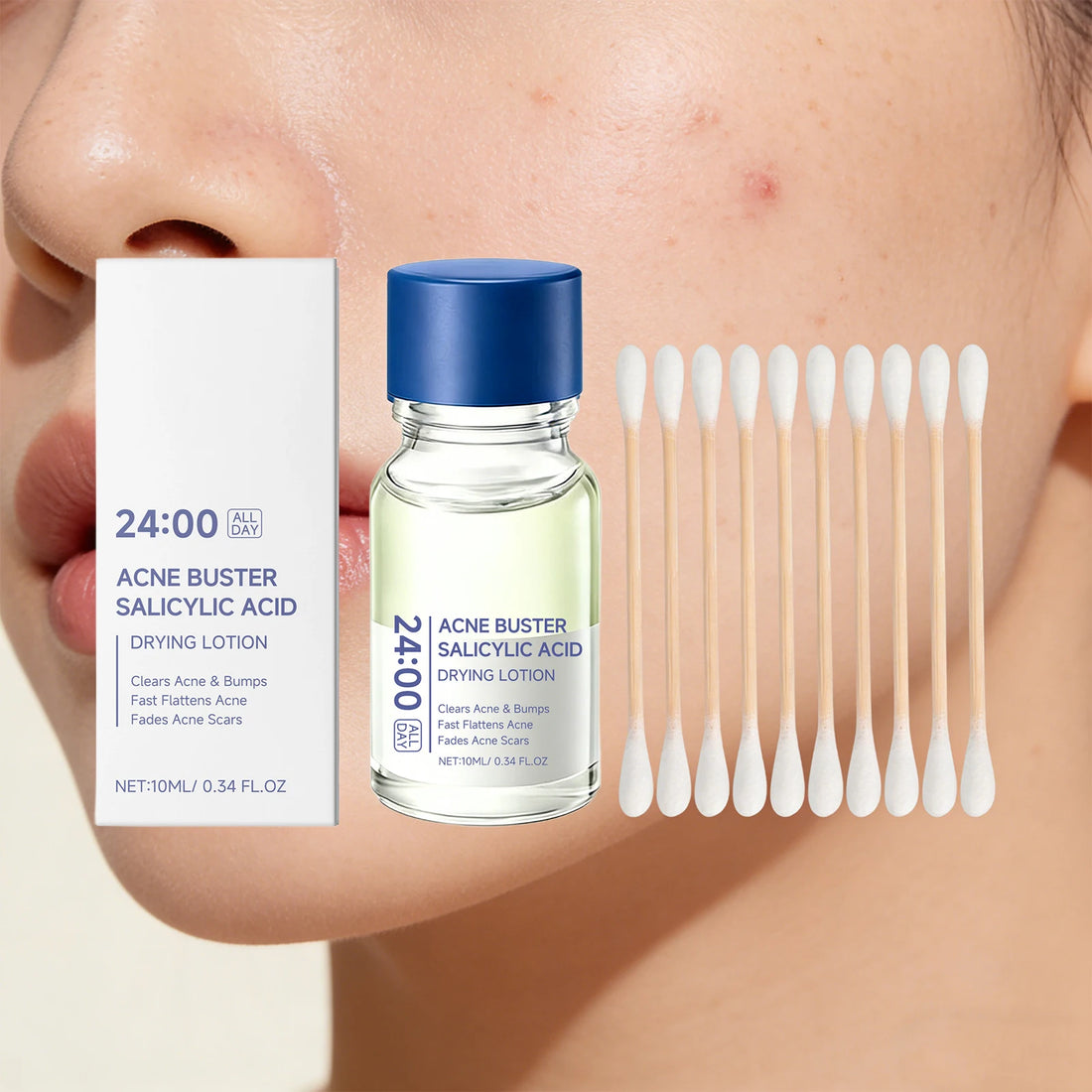 Salicylic Acid Drying Lotion Face Serum with Cotton Swab